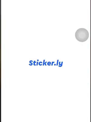 The cover image features a clean, minimalist design with a bright white background. A stylized circular element is positioned at the top-right. Centered on the image, in a bold, sans-serif blue font, is the text 'Sticker.ly'. The composition is simple, with maximum visual emphasis on the app's branding.