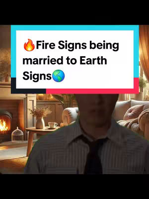 The image shows a man in a collared shirt and tie, partially visible in the foreground. Behind him, a background presents a cozy, domestic setting with a fireplace, a small table with a cup, and seating arrangements indicating a living room. A text overlay in a colored box sits above the man.