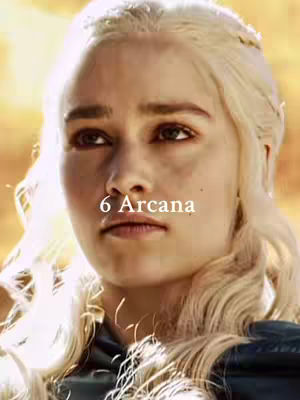 The cover image features a close-up of a fair-skinned woman with long, flowing blonde hair. She is angled slightly to the side, with a thoughtful expression. The text '6 Arcana' is superimposed in white text on top of her face. The background suggests a warm, sunlit environment.