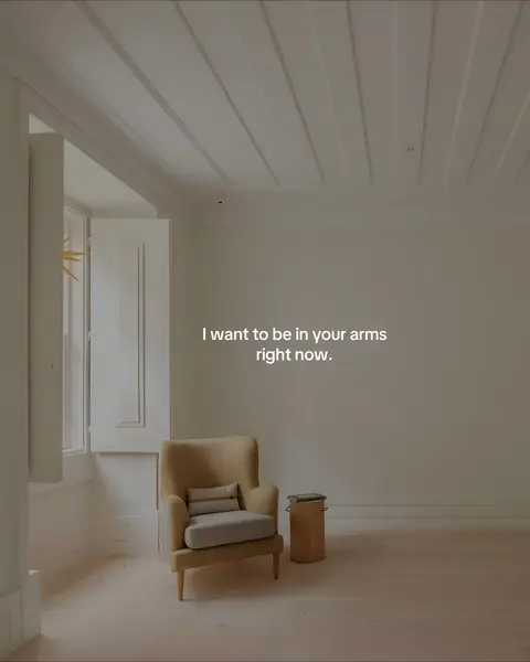 The image shows an interior scene with a neutral color palette. A beige armchair with a rectangular pillow is positioned on a light-colored wooden floor. Behind the chair, there's a wall and a partially open window with white shutters. Text is overlaid on the image.