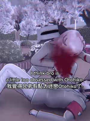The image shows a scene from an animated video. Two figures are involved in an intense situation. One figure, appears to be holding another and fake blood is pouring from their head. The backdrop includes elements that appear to be a school environment, suggesting a narrative setting within the video.