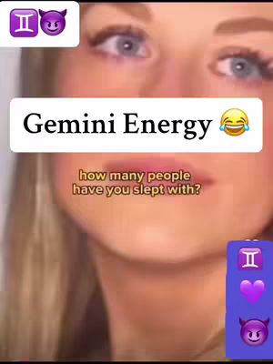 The cover image shows a close-up of a woman's face, with focused eyes and a slight smile, overlaid with text elements that reference the Gemini zodiac sign. The background is slightly blurred, drawing attention to the woman.