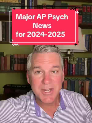 A man in a striped shirt is centered in a frame, with a pink and white text box above his head. Behind him are shelves filled with books.