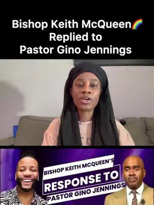 The cover image is divided into three sections. The top section features text in a black banner against a black background with a rainbow. Below, a woman with a black headscarf is centered, appearing to be speaking from an interior setting. The bottom portion displays two images: a smiling man on the left and another man on the right with text overlayed related to the individuals in the image. The color scheme is dark, with the banner using white text.