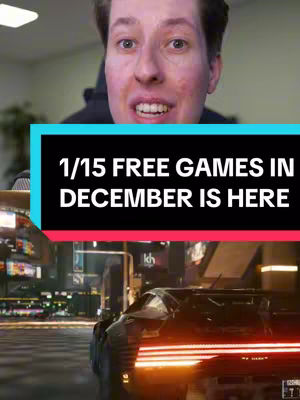 The image features a man in the foreground, with the upper portion of his body visible. He is looking straight at the camera with an excited expression. A text overlay is positioned in the upper center of the image, and a scene from a video game featuring a futuristic car driving down a neon-lit road is visible in the lower portion.