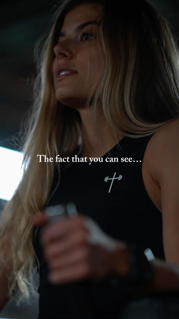 The cover image features a woman looking upwards with a thoughtful expression. Text overlayed on the image reads "The fact that you can see..." The woman has long blonde hair, and is wearing a black tank top. There is a cross symbol on the tank top as well. The background is dark, suggesting an indoor setting.