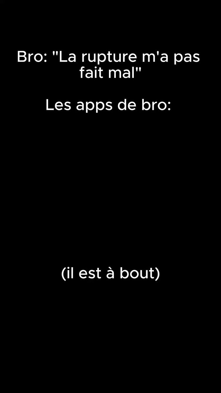 A black screen with white text in the center. The text displays a humorous conversation with a title and a concluding parenthetical statement.