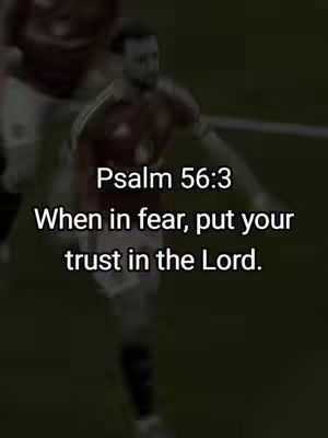 The image shows a blurred figure of a person in what appears to be a sports setting. A text overlay is placed on top, containing a bible reference and a message.