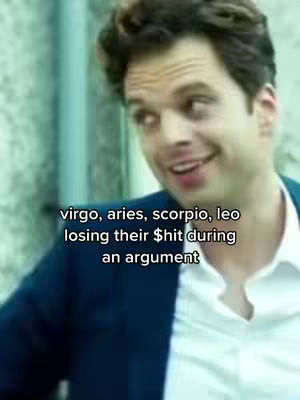 The cover image features a man in a blue blazer and white shirt looking towards the right side of the frame and smiling. Text overlayed on the image reads: "virgo, aries, scorpio, leo losing their $hit during an argument."