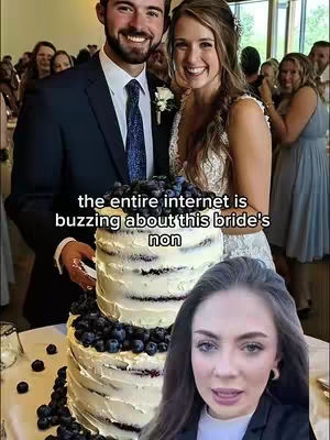 The cover image features a wedding scene with a bride, groom, and a three-tiered cake. A woman in the foreground is looking at the camera. The bride and groom are embracing in the background, and there is text overlaying the image.