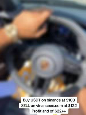 A hand wearing a gold watch holding the steering wheel of a car, with a blurred image of the car interior in the background. In the lower part of the image, there is a text overlay with financial information.