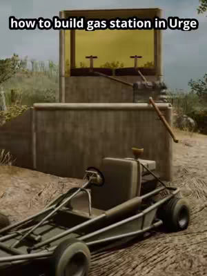 The image shows a scene from a video game. A gas station-like structure is in the background, and in front there is what looks like a small vehicle, and the setting appears to be a game environment.