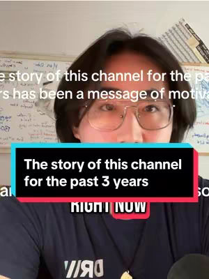 The cover image is a selfie of a person wearing glasses, positioned from the chest up. The background includes a whiteboard with writing and potentially other elements out of focus. There is a black rectangular overlay with white text, and underneath in a red rectangle with “RIGHT NOW” in white.