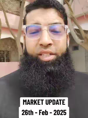 A man with a large beard is wearing glasses and looking at the camera. The background is blurry, but appears to be outdoors with some trees. A white box overlay at the bottom says \"MARKET UPDATE\" and \"26th - Feb - 2025\".