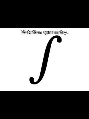 The image is composed of three main sections: a horizontal black band at the top, a contrasting white background in the middle, and a black band at the bottom. Centered on the white background is a large, black integral symbol, the curved form of which dominates the visual. The text "Notation symmetry" is displayed in a straightforward font above the integral symbol, with the phrase centered and aligned horizontally.