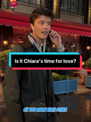 A man stands outside a building with a red awning, appearing to talk on the phone with an animated expression. Overlayed text provides a question and a statement.