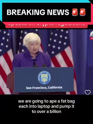 The cover image presents a news-like layout with the text overlay 'BREAKING NEWS' in a bold white font against a black background. Below this, a screenshot of what appears to be a news report features a woman speaking, with US flags visible in the background. The lower section of the image shows captions discussing cryptocurrency with a text overlay with an overlay that has text detailing crypto