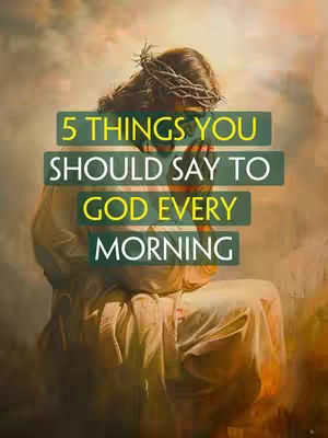The image shows a painting of Jesus with a halo and a crown of thorns. The text is arranged in green and yellow rectangles. The overall color scheme consists of brown, green, and yellow.