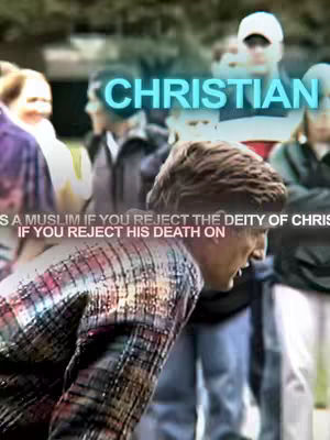 A cover image featuring a crowd of people outdoors, with a man in the foreground wearing a plaid shirt. Text overlays include the word "CHRISTIAN" in large, bright blue letters and a second line of text that is partially visible. The overall composition is slightly blurred, suggesting a focus on the central text elements.