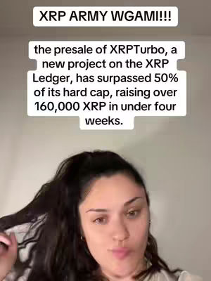 A selfie-style video cover image featuring a woman with dark hair and fair skin, looking towards the camera with a neutral expression. She's holding her hair slightly and the background is a plain wall. Above her is a rectangular text box containing the video's hook, detailing presale information