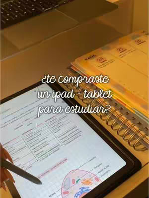 The cover image shows a workspace setup with an open tablet displaying notes and a pen resting on it. A planner is open beside the tablet. A laptop is visible in the background. The scene has a warm, indirect lighting scheme.