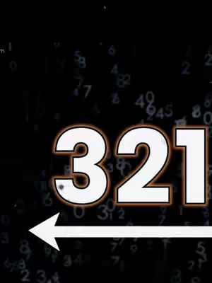 The cover image displays the number sequence "321" in large, bold, white text with a thin dark brown shadow. The numbers are set against a black background scattered with numerous smaller, blurred numbers in grayscale. A thick white arrow points towards the left, originating from the text. The overall composition suggests a countdown or a process related to numerology.