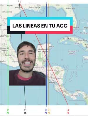 A man is in the image with a world map behind him. The man is in the bottom-left corner. The overlay text says 'LAS LINEAS EN TU ACG' over a light blue, red, black and white banner. There are lines crossing the map.