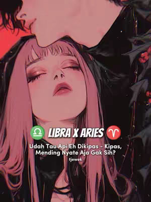 An anime-style illustration. A woman with long pink hair is embracing the man, the head is touching the top of her head. The woman has closed eyes, red lips.  Above them, the man's upper body is partially visible, dressed in black, with his head and the top of his chest.  The background is a gradient of red merging into black.