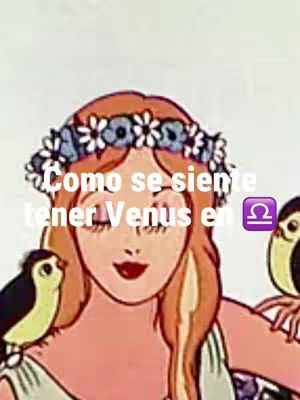 An illustrated image featuring a woman with long, flowing red-orange hair, a floral wreath, and two yellow birds. The woman has a serene facial expression, with closed eyes and a hint of a smile. The colors are soft, with a pastel-like palette including pinks, oranges, and greens, creating a gentle and calming aesthetic.