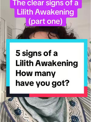 The cover image shows text overlays against a backdrop of a person. The text overlays are in bright colors and include phrases about Lilith Awakening. The person's face is partially visible behind the overlaying text.