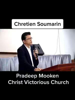 The cover image shows a man in a suit standing behind a podium, speaking into a microphone. The setting appears to be a church or auditorium, with a plain background and a curtain on the right side. Text overlays identify the speaker and church.