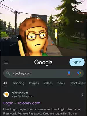 The cover image features a cartoon character in a park-like setting, with the Google search bar visible at the bottom, indicating a search query. The character is a 3D rendering of a person wearing glasses, a hat, and a worried expression, holding a phone to their ear. The character is in front of the Google logo and search bar.