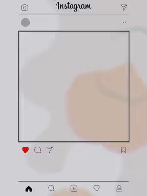 The image is a recreation of an Instagram post. A generic interface provides the background for a potential post, with the Instagram logo and controls visible. The background itself is a blurred mix of peach and white.