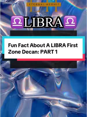 The cover image is a vertical graphic with a shimmering blue and silver background. A large black rectangle spans the lower third of the image, with white text.
Above, the word "LIBRA" is in white with purple libra symbols on both sides. Above this, the text: "ETERNAL HERMIT" is in gold. 