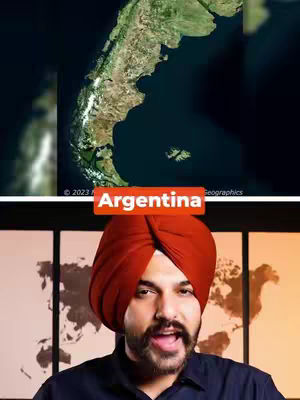 The cover image shows a man with a beard and a turban, centered below a map of Argentina. The map is in the upper section of the image. The man appears to be speaking, with his mouth open. Above the man's head is a rectangular orange box with the word 'Argentina' in white text.
