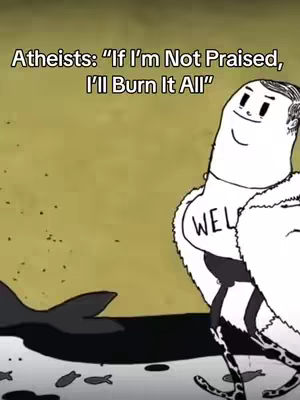 An animated image with a yellow-green background. A cartoon figure, drawn in black and white, stands prominently in the center. The figure has a white body with a "WEL" on the chest, and its legs and feet are drawn in black and white stripes. The figure has a large head and a smiling face. To the right of the main figure, a black and white shape resembling a fin or a stylized wing is visible. In the lower part of the screen, outlines of fish are scattered. Overlayed on the top is text in black color.