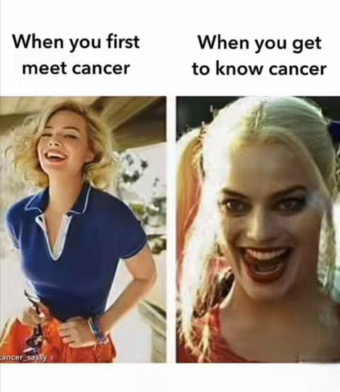 A meme comparing two images of a woman. The left image shows a smiling woman with blonde hair and a navy blue polo shirt. The right image shows a woman with pigtails and intense makeup, making a face, her eyes dark and lips slightly parted.