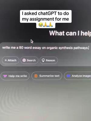 The cover image shows a computer screen displaying a chat interface with OpenAI's ChatGPT. The upper portion features text overlay, while the central part displays a text input field where a user has typed a prompt to generate an essay. Several action buttons are displayed beneath the input field.