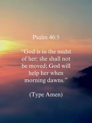 A colorful image with a gradient background of orange and purple. Text is centered, white, and consists of a Bible verse and the words 'Type Amen'.