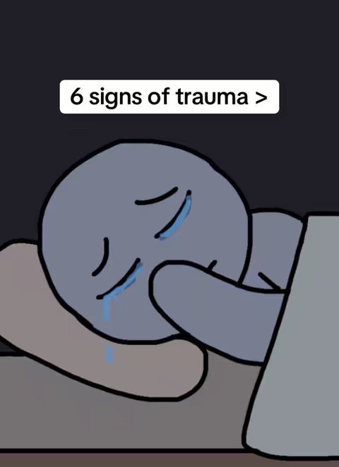The image shows a cartoon figure of a person lying on a pillow, appearing to cry. The person is a simple, gray form with a rounded head, curved lines indicating closed eyes, and teardrops streaming down the face. The overall composition is simple, illustrating with a sad mood, in a dark background, the hook text is placed in a white rounded rectangle background.