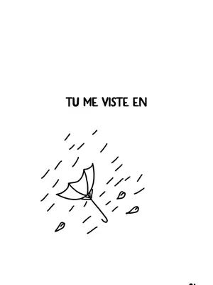 A minimalist black and white illustration features a stylized umbrella being blown by strong winds in a rainstorm. The umbrella, partially open and angled, is the central element. Raindrops and detached umbrella pieces are scattered throughout. The background is plain white.