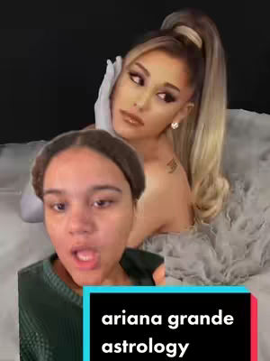 The image combines a selfie with a professional image overlay. The selfie shows a young woman with short brown hair in the bottom half of the frame, looking directly at the camera with a slight open-mouthed expression. Behind and above her on the upper half, is a softer focus image of Ariana Grande in a glamorous pose. The overlay includes black rectangular bar with white text on it.