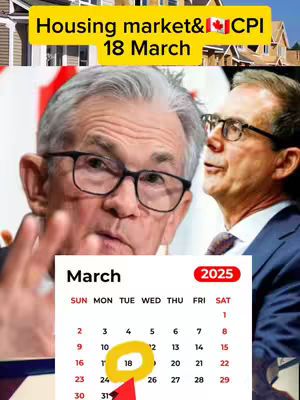The cover image is a composite. The background shows a blurry image of a building. In the foreground, partially visible, are two men. On the left appears to be stock photo of a man with glasses and the right appears to be a picture of another man with glasses. Overlaying the image is a yellow banner with the text: "Housing market&CPI 18 March". Below the two man is a calendar showing the month of March with the date 18 highlighted.