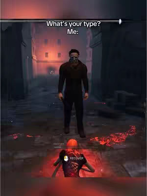 The image shows a scene from a video game, likely Dead by Daylight, with a character resembling the Ghost Face, standing in a dark, ominous setting. The visual style suggests a horror theme, with dim lighting and a menacing atmosphere. A second character, possibly a survivor, is on the ground covered in what looks like an orange, luminescent aura.