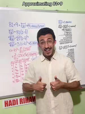 A man wearing glasses stands in front of a whiteboard filled with math equations. He is giving a double thumbs-up with a smiling expression. The image is well-lit and the whiteboard is clean.