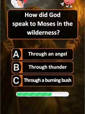 The image is designed as a quiz question, featuring a dark background with a question and multiple-choice answers. A progress bar at the bottom indicates the video's duration. The text elements are highlighted with orange boxes, and a cartoon image is in the top right.