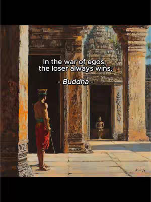 An artistic rendering of an ancient building with a man in traditional garb standing in a doorway and a smaller figure inside the building. Text is overlaid.