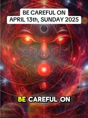 A digitally created image with a central, glowing face-like figure with intense red eyes. Overlaid text warns about a date. The background is a blend of dark reds and purples, with swirling patterns. Text overlay with a bold font, positioned at the top and bottom.