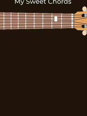 The image shows a guitar fretboard with the words "My Sweet Chords" above the fretboard against a dark brown background.