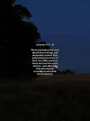 The image is a vertical composition, featuring a dark background that transitions from a dark blue at the top to a darker tone towards the bottom, suggesting a night sky and possibly a landscape. The foreground and the upper right corner hint at the silhouette of a tree or foliage. A block of text is placed in the center, presumably a quote. The layout relies on a gradient to create depth, and overall giving a mood of faith and reflection.